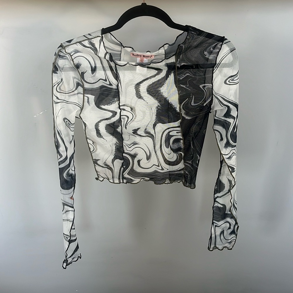 Mesh long sleeve top